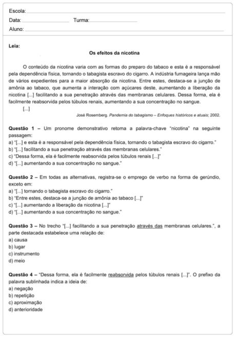 Texto Com Interpretação Para O 9o Ano