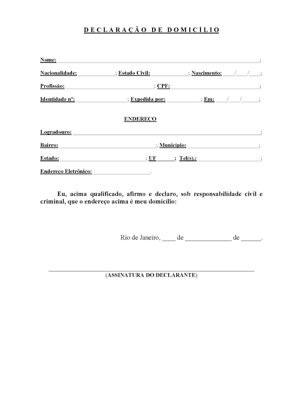 Modelo de declara o residencial fdplearn
