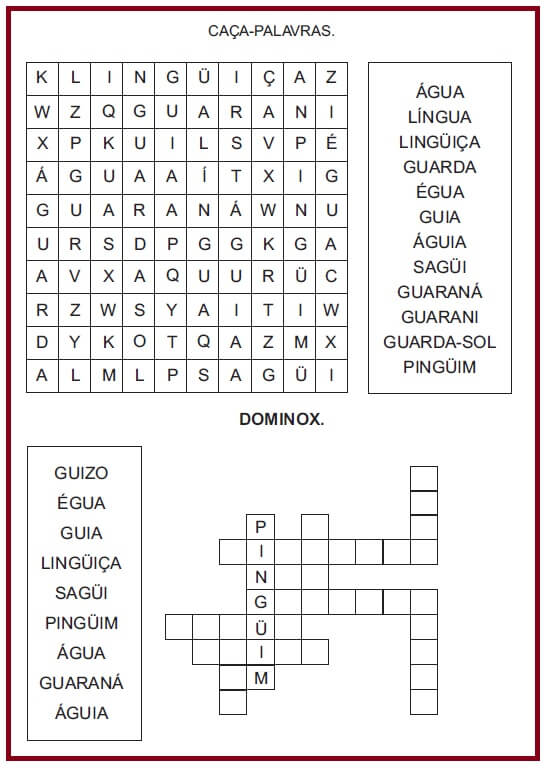 Atividades palavras com gu ou qu para baixar