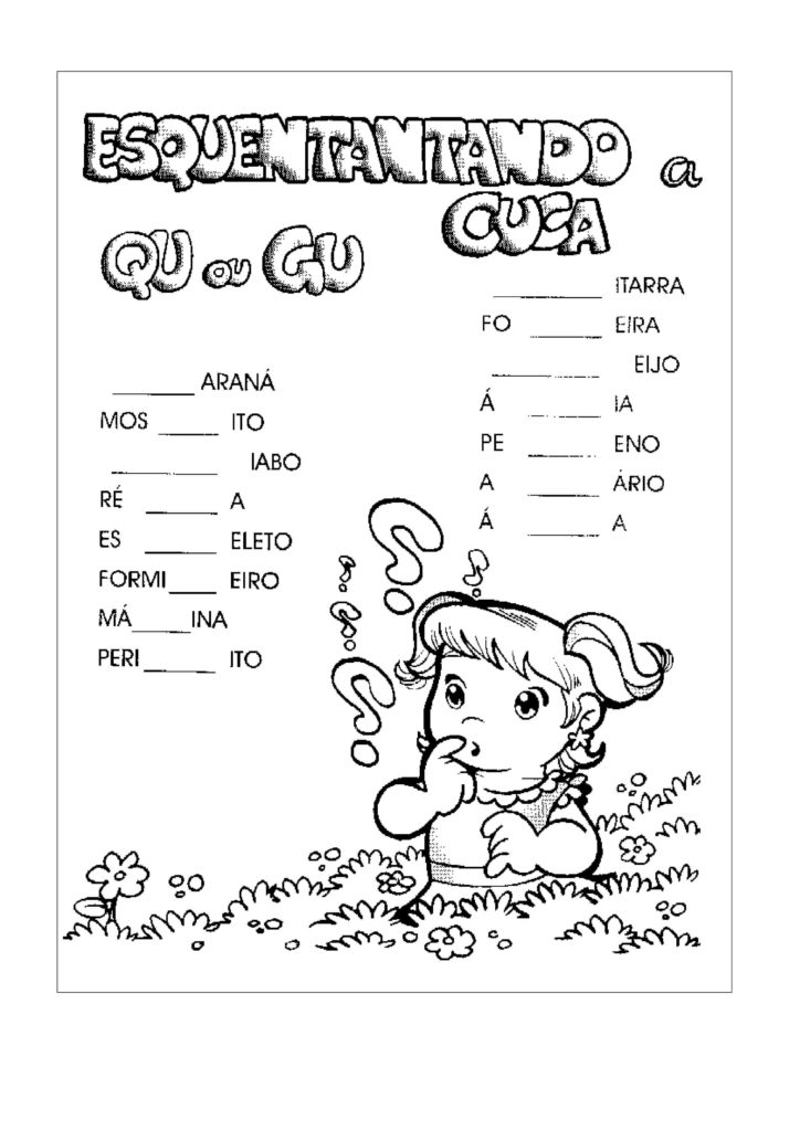 Atividades palavras com gu ou qu para baixar